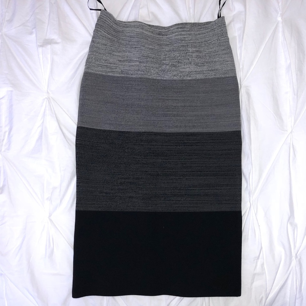 BCBG Max Azria Stripe Bandage Skirt-Black/Grey XS